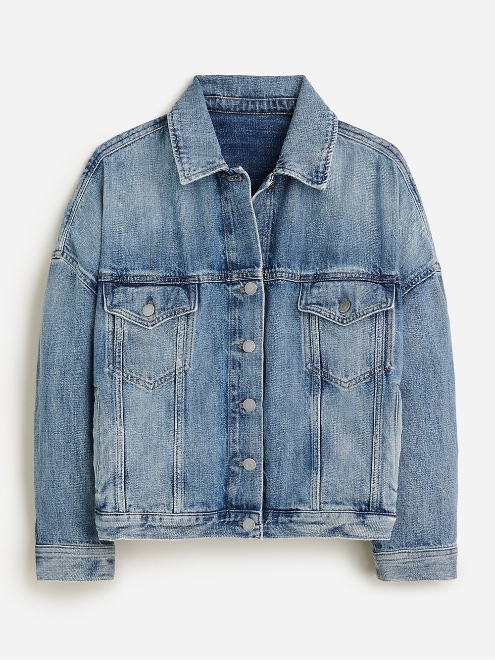 J. Crew Point Sur Limited Edition Denim Trucker Jacket Beach Bay Wash Small Blue